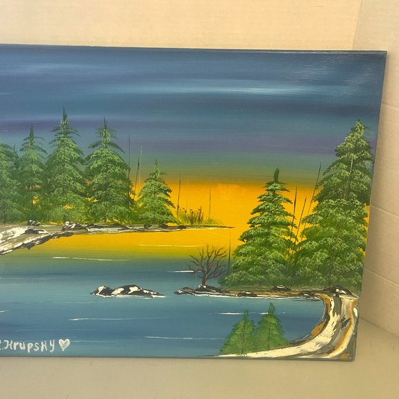112 - Painting on canvas 20"x16" River Landscape. - Picture 1 of 3